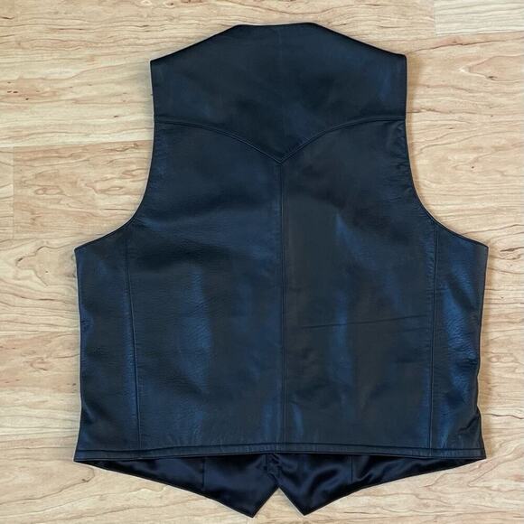 Scully Black Leather Vest Men's 44 Western Cowboy Style Button - Picture 5 of 7